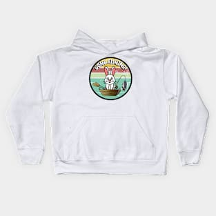 Cute bunny has gone fishing Kids Hoodie